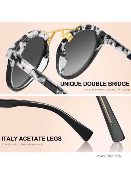 Small Face Acetate Double Bridge Sunglasses UV Protection & Polarized